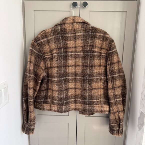 NEW Aritzia Boxy Autumn Wool Shirt Jacket - Brown Plaid - Size S - Picture 4 of 5
